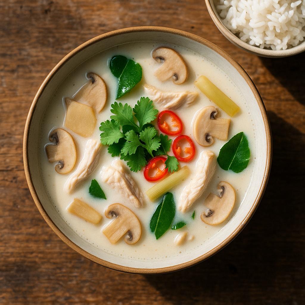 Tom Kha Gai: Samtige Thai‑Kokossuppe mit Galgant & Zitronengras – aromatisch, schnell, authentisch