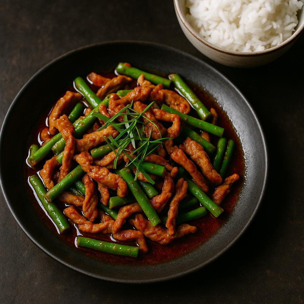 Pad Prik Khing: Thailändischer Wok‑Klassiker ohne Kokosmilch – grüne Bohnen, rotes Curry, maximaler Geschmack