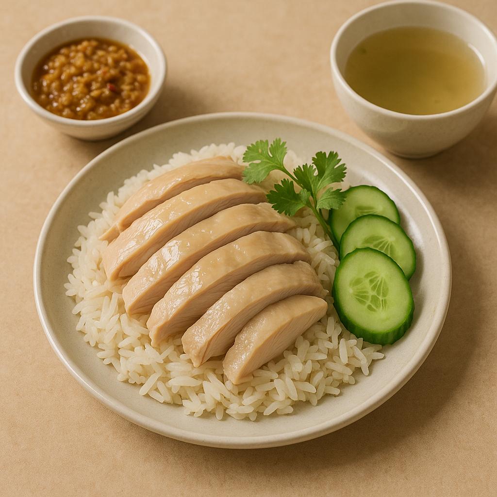 Khao Man Gai – Thai Hähnchenreis mit Ingwer‑Knoblauch‑Sauce: zart, duftend, alltagstauglich