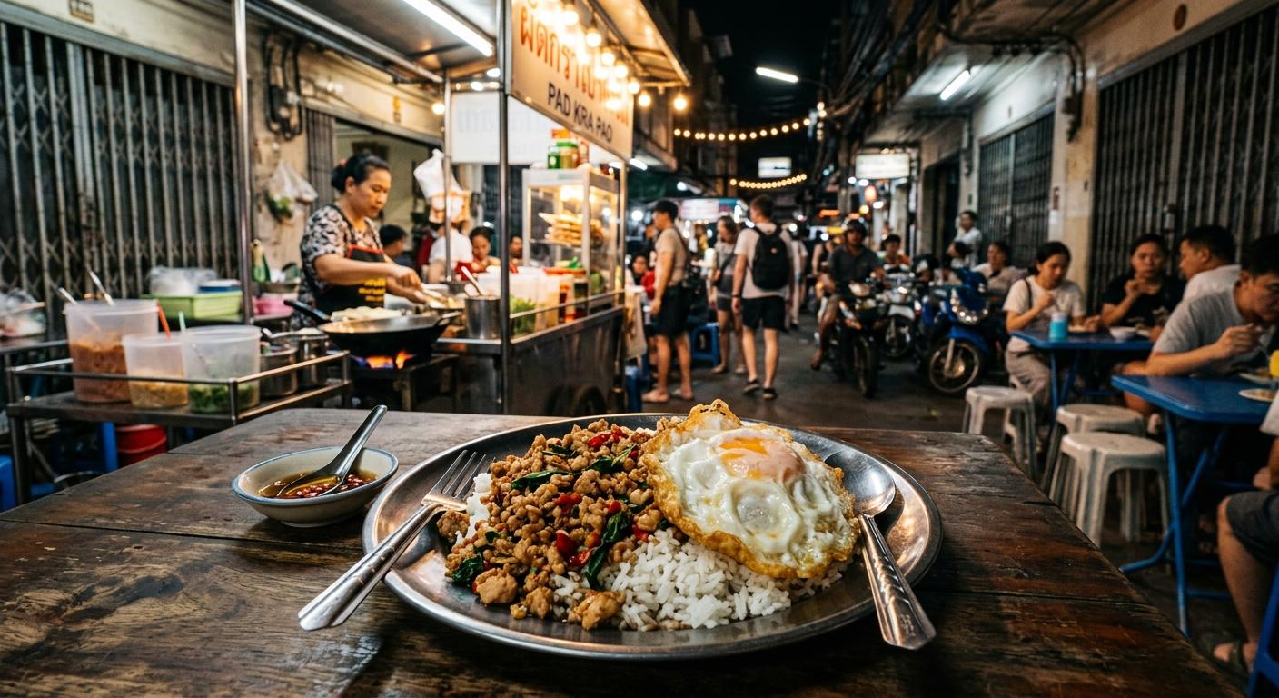 Pad Kra Pao mit Hähnchen – Thailändisches Basilikum-Pfannengericht wie vom Streetfood-Stand